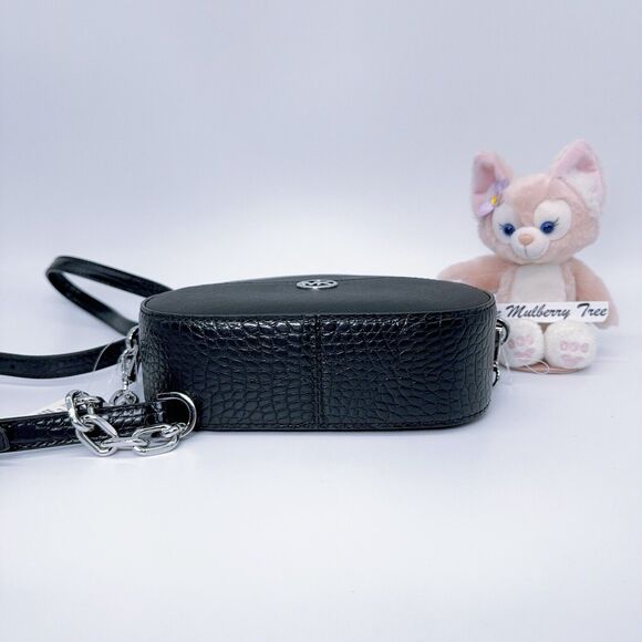 MICHAEL KORS JET SET GLAM Small Oval Crossbody Embossed Leather Black NWT $448 - Picture 4 of 7